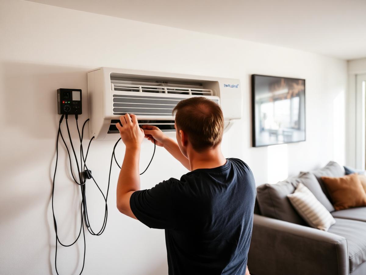 Voeding en aansluitpunt voor een airco-unit
