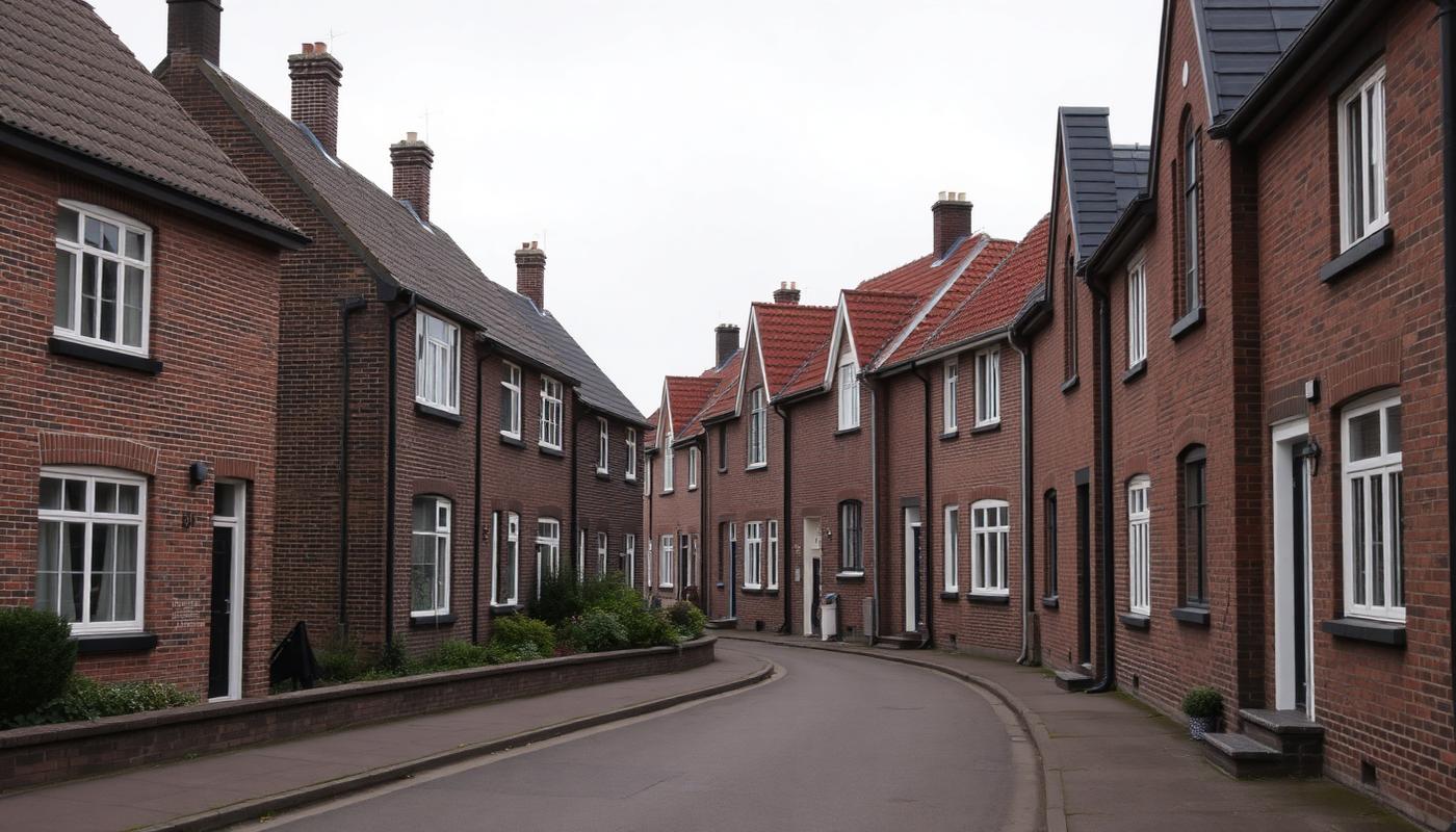 Woonstraat met Nederlandse woningen in Zuid-Limburg